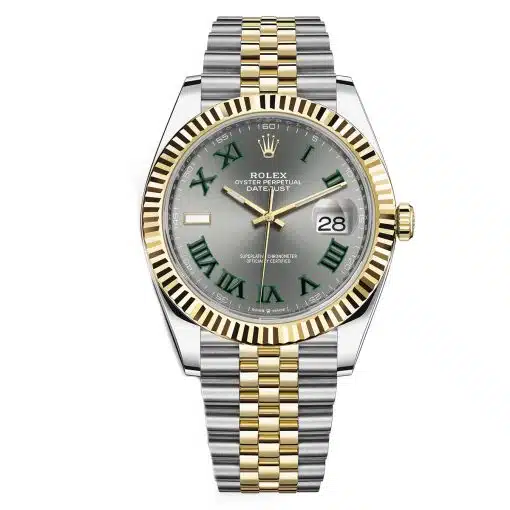 Rolex Datejust 126333 Steel And Yellow Gold Fluted Bezel Green Roman Dial Jubilee Watch