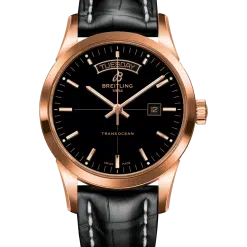 Breitling TRANSOCEAN DAY & DATE, 43mm, 18k Red Gold, Black Dial, R45310121B1P1