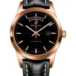 Breitling R45310121B1P1 Transocean Day & Date 43mm 18k Red Gold Black Dial