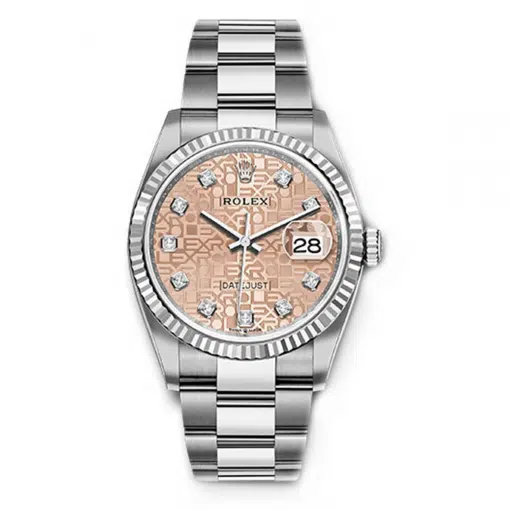 Rolex Datejust 126234-0024 Pink Oyster Diamond Dial 36mm Oyster ...