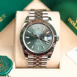 Alternative view of Rolex Datejust 126334-0028 Mint Green Dial Jubilee Bracelet Watch