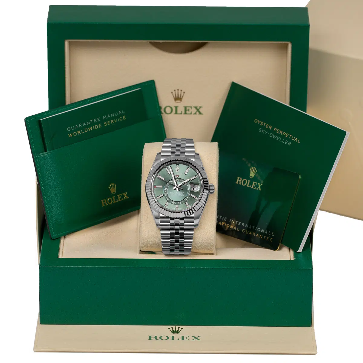 Rolex Sky-Dweller 336934-0002 Green Dial Jubilee Bracelet