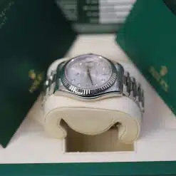 Rolex Day-Date II 218239 41mm Silver Diamond Fluted Bezel White Gold Watch - Image 4