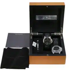 Alternative view of Panerai PAM00112 Luminor 44mm Black Dial Stainless Steel on the strap