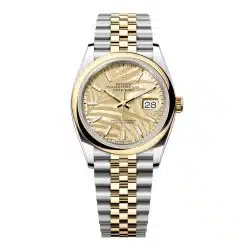 Rolex Datejust 126203-0037 Golden Palm Motif Dial 36mm Yellow Gold & Oystersteel Domed Bezel Jubilee Bracelet