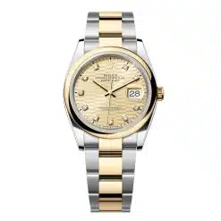 Rolex Datejust 126203-0046 Golden Fluted Motif Set with Diamonds Dial 36mm Yellow Gold & Oystersteel Domed Bezel Oyster Bracelet