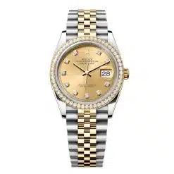 Rolex Datejust 126283RBR-0003 Champagne Set with Diamonds Dial Diamond-Set Bezel Jubilee Bracelet Watch