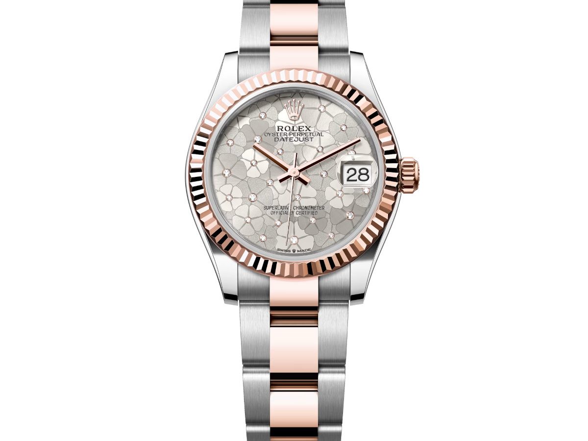 SILVER-ROSE / TWO-NIGHT  デモテープ Rolex Datejust 278271-0031 Silver Floral Motif 31mm Dial Oyster