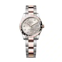 Rolex Datejust 278341RBR-0015 Silver Set with Diamonds 31mm Dial Domed Diamond-Set Bezel Oyster Bracelet 18k Everose Gold and Stainless Steel Watch
