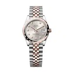 Rolex Datejust 278341RBR-0016 Silver Set with Diamonds 31mm Dial Domed Diamond-Set Bezel Jubilee Bracelet 18k Everose Gold and Stainless Steel Watch