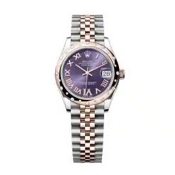 Rolex Datejust 278341RBR-0020 Aubergine Roman Set with Diamonds 31mm Dial Domed Diamond-Set Bezel Jubilee Bracelet 18k Everose Gold and Stainless Steel Watch