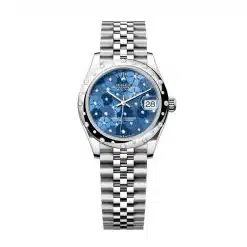 Rolex Datejust 278344RBR-0038 Azzurro Blue Floral Motif Set with Diamonds Dial 31mm Domed Diamond Jubilee Watch