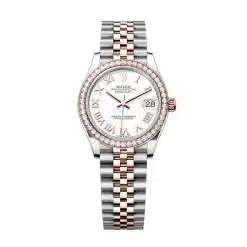 Rolex Datejust 278381RBR-0004 White Roman 31mm Dial Diamond-Set Bezel Jubilee Bracelet Watch