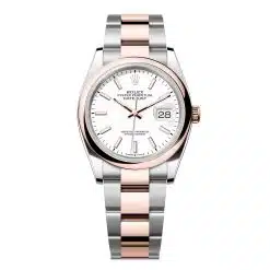 Rolex Datejust 126201-0018 White 36mm Dial Domed Bezel Oyster Bracelet Everose Gold and Oystersteel Watch