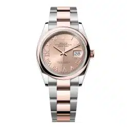 Rolex Datejust 126201-0028 Rosé Roman Numeral Set with Diamonds 36mm Dial Domed Bezel Oyster Bracelet Everose Gold and Oystersteel Watch