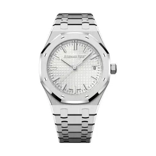 Audemars Piguet 77450ST.OO.1361ST.02 Royal Oak Silver-Toned with “Grande Tapisserie” Pattern 34mm Dial Stainless Steel Bracelet Watch