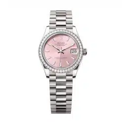 Rolex Datejust 278289RBR-0013 Pink 31mm Dial Set with Diamonds Bezel 18 kt White Gold President Bracelet Watch