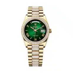 Rolex Day Date 128348rbr-0069 Green Ombré Roman Dial & Diamond Bracelet