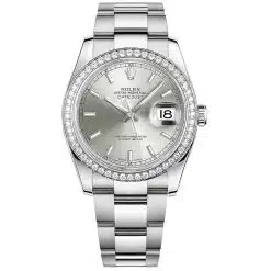 Rolex Datejust 116244-0051 Silver 36mm Dial Diamond Set Bezel Oystersteel Oyster Bracelet Watch