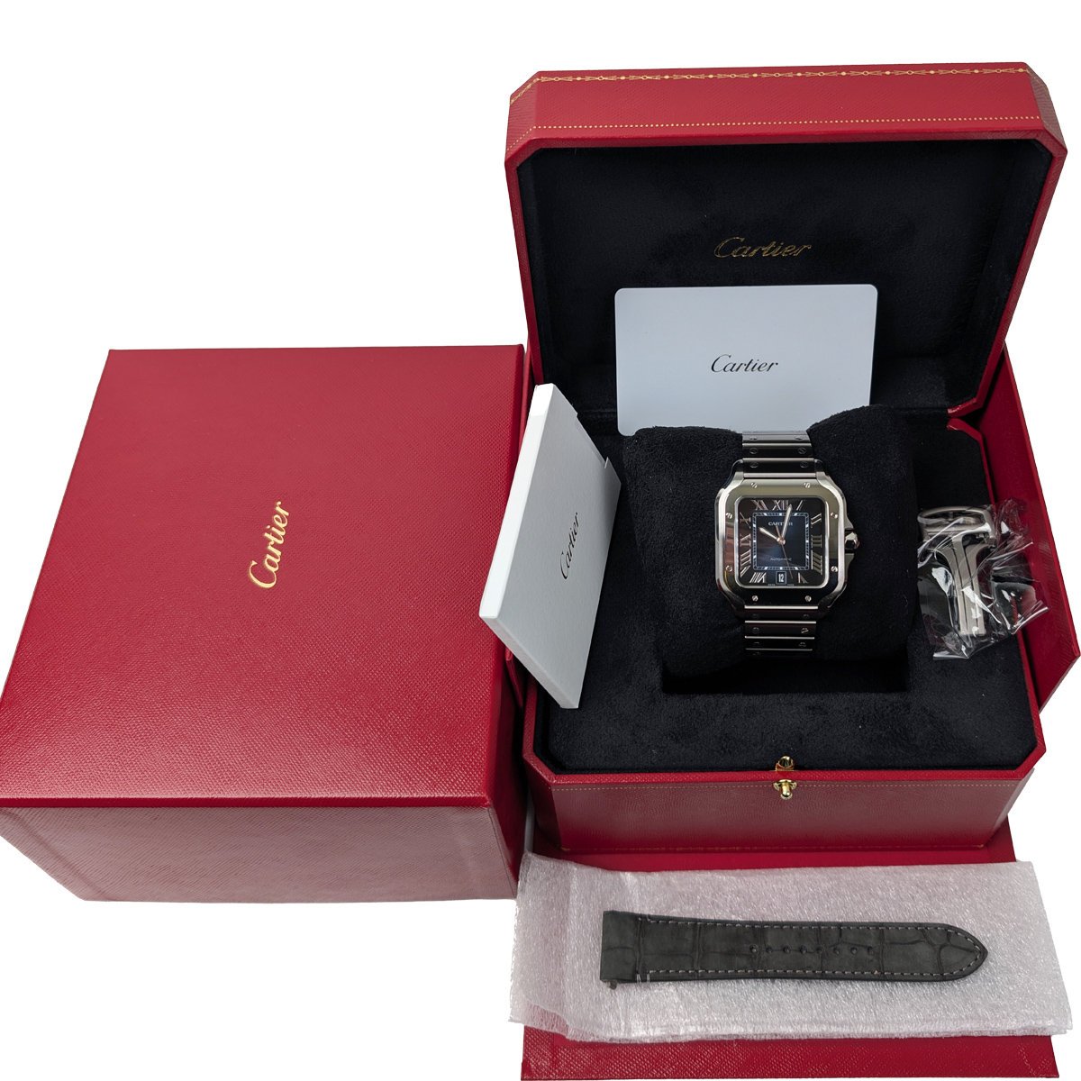 Cartier Santos WSSA0071 Large Graduated Blue Dial Steel | Luxury