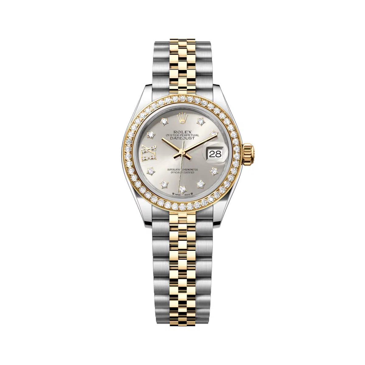 Rolex Lady-Datejust 279383RBR-0003 Silver Diamond Dial Yellow