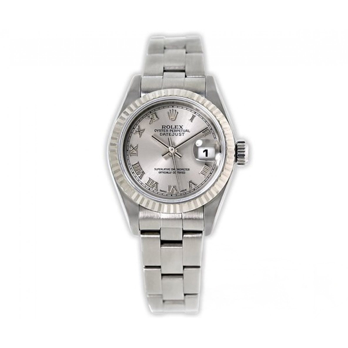 Rolex Datejust 79174 Ladies 26mm Stainless Steel Oyster Band Silver Roman Dial