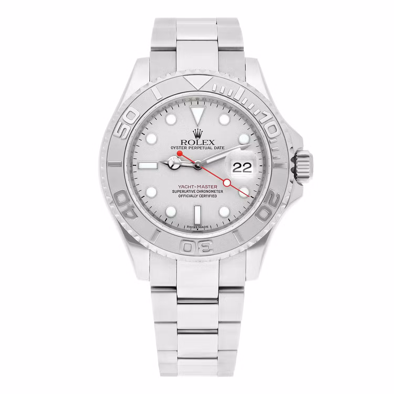 Rolex Rolex Yacht-Master 16622 Platinum Bezel 40mm Silver Dial Watch