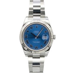 Rolex 116334 Datejust 41mm Blue Roman Dial Oyster Bracelet Watch