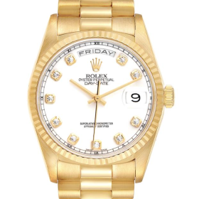 Rolex Rolex Day-Date 18238 White Diamond Dial 18K Yellow Gold President 36mm Watch