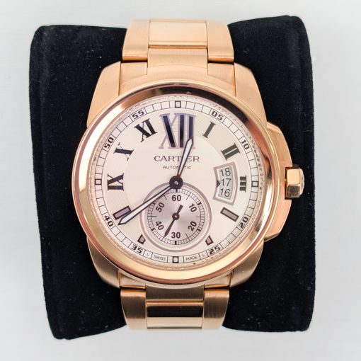 Cartier Calibre Rose Gold Silver Dial Automatic Mens Watch