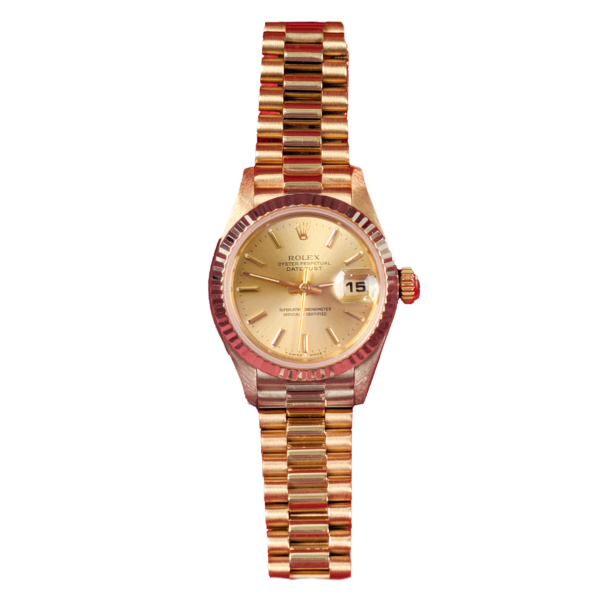 ROLEX Datejust 69178 YG ladiesベルトコマ重量約2g Rolex 69178 Lady Datejust 18K Yellow Gold President Champagne 26mm