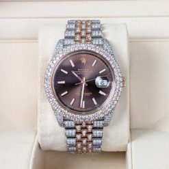 Alternative view of Rolex 126331 Iced out Chocolate Index Jubilee 41mm Watch
