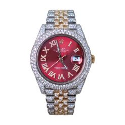 Rolex Datejust 126333 Aftermarket Red Dial and Diamonds 41mm Jubilee